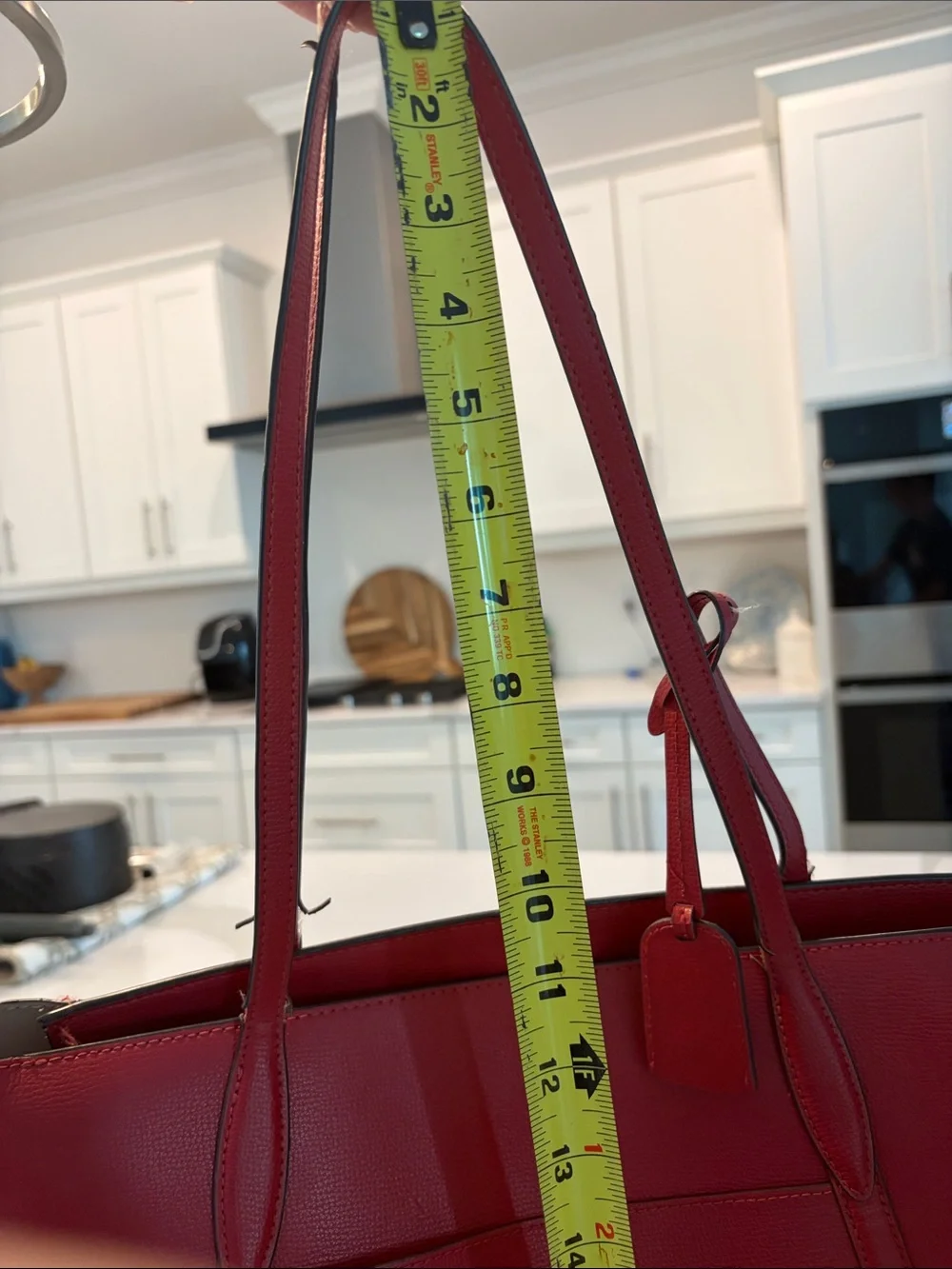 kate spade red leather tote with hanging tag